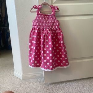 Laura Ashley little girls pink and white polka dot sundress